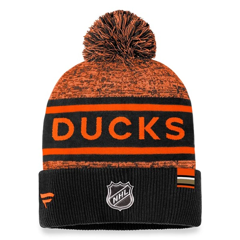 NHL Knit Hat Authentic Pro Rink Cuffed Heathered Cuff Pom 2023 Ducks