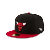 NBA Hat 5950 Basic Two Tone Bulls (Black and Red)