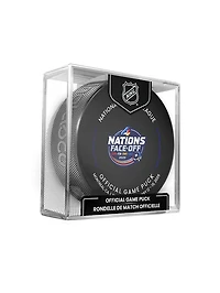 NHL Game Puck 4 Nations Face-Off Montreal Feb-17-20 2025 Official Game Puck Design- in Cube