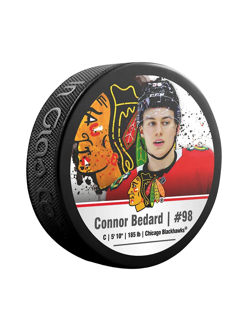 NHL Player Puck Stats in Display Case Connor Bedard Blackhawks