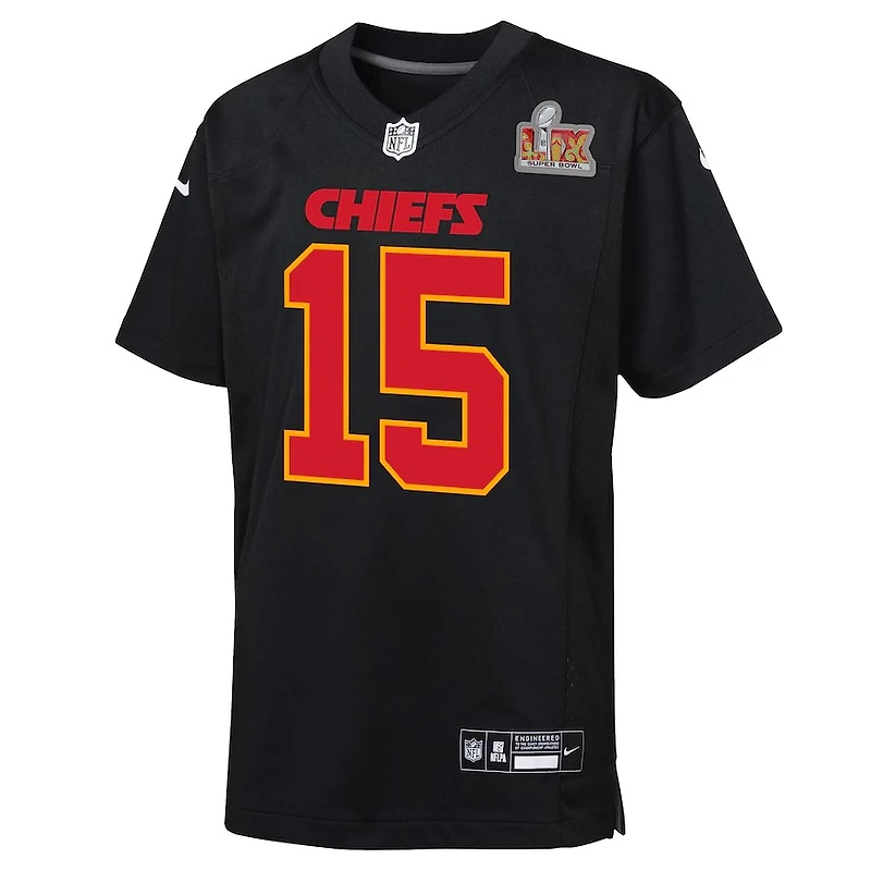 NFL Youth Player Fashion Jersey Super Bowl LIX Carbon Black Chase 2024 Patrick Mahomes Chiefs