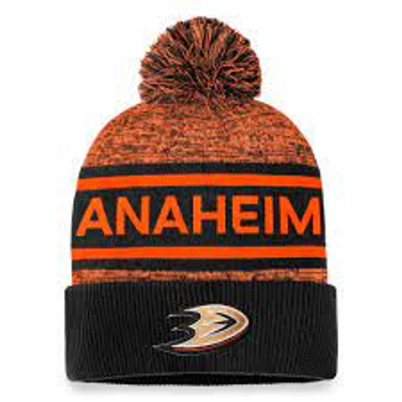 NHL Knit Hat Authentic Pro Rink Cuffed Heathered Cuff Pom 2023 Ducks