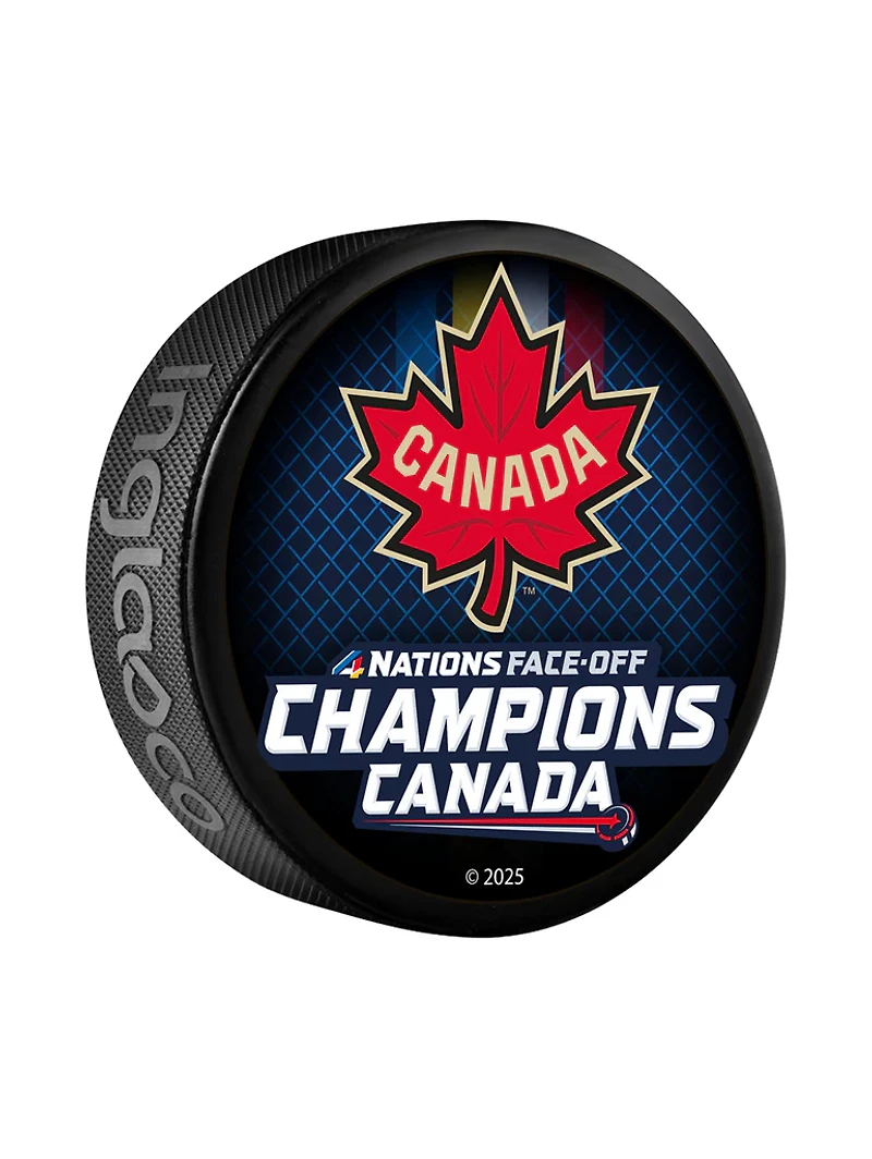 NHL 4 Nations Face-Off 2025 Canada Champions Roster Souvenir Collectors Puck