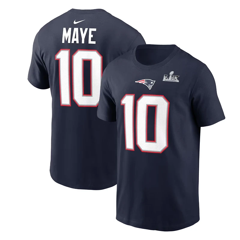NFL Player T-Shirt Super Bowl LX Navy Patch Drake Maye Patriots