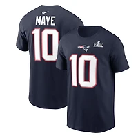 NFL Player T-Shirt Super Bowl LX Navy Patch Drake Maye Patriots