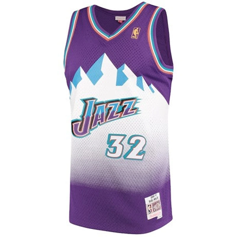 NBA Hardwood Classics Player 1996-97 Swingman Jersey Karl Malone Jazz (Purple and White)