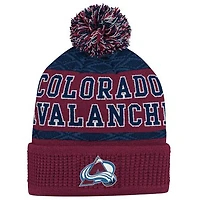 NHL Youth Knit Hat Puck Pattern Cuff Avalanche