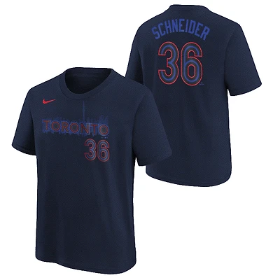 MLB Youth Player T-Shirt Name And Number City Connect Davis Schneider Jr. Blue Jays