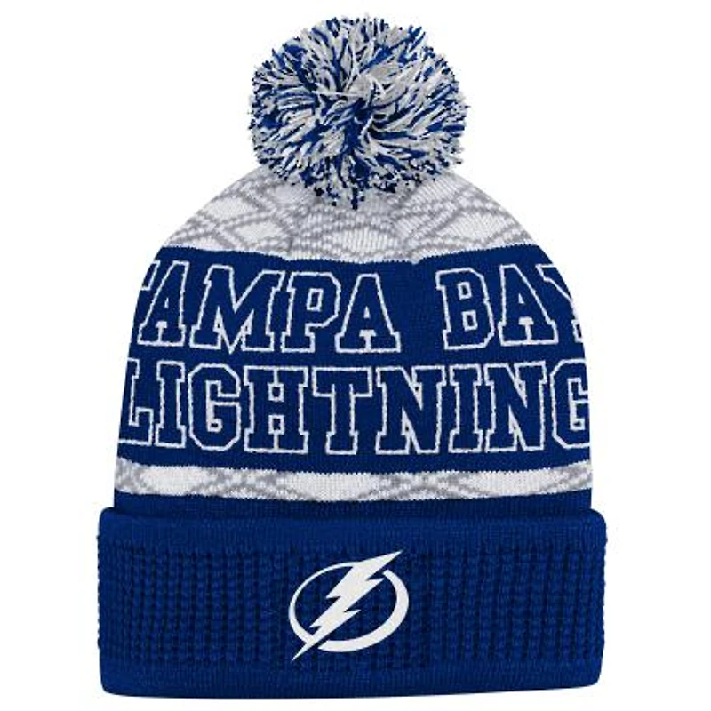 NHL Youth Knit Hat Puck Pattern Cuff Lightning