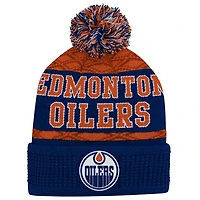 NHL Youth Knit Hat Puck Pattern Cuff Oilers