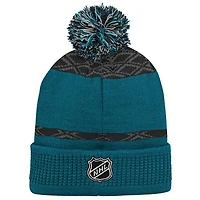 NHL Youth Knit Hat Puck Pattern Cuff Sharks
