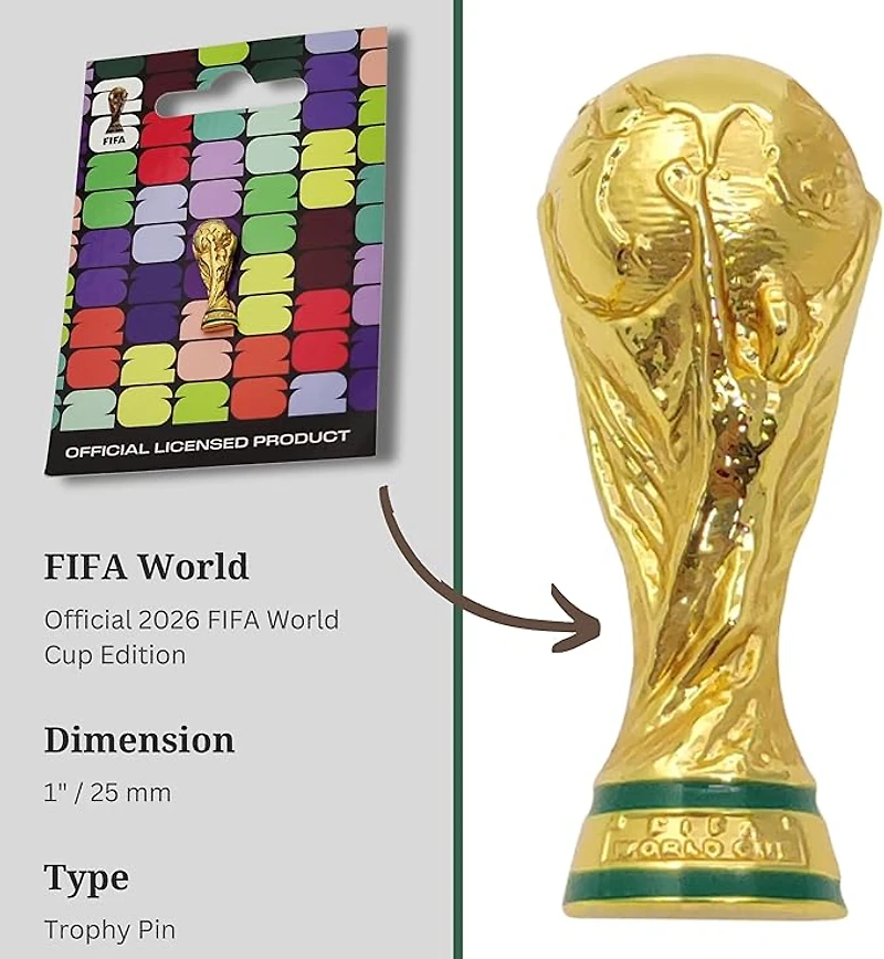 FIFA World Cup 2026 25mm Gold 2.5D Trophy Lapel Pin