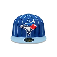 MLB Hat 5950 Birdcage Pinstripes Blue Jays (Royal & Powder)