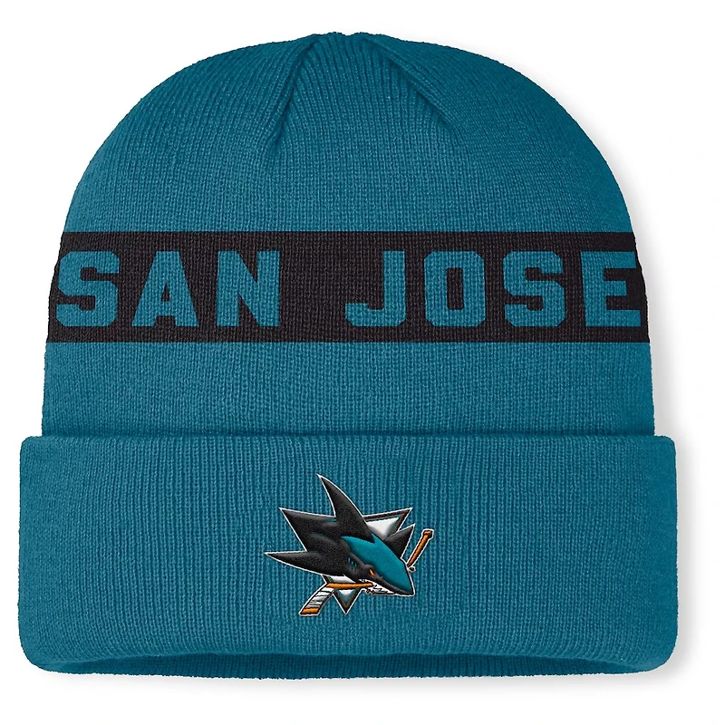 NHL Knit Hat Authentic Pro Cuffed Stripe Beanie Rink Road 2025 Sharks