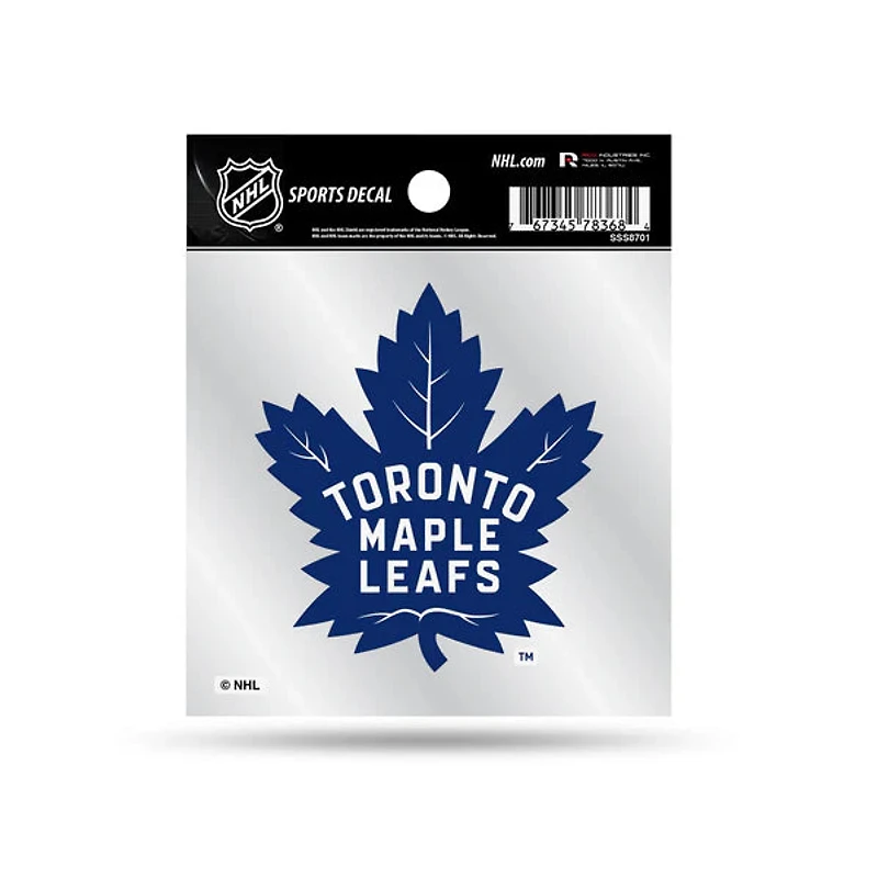 NHL Clear Backer Decal 4x4 Maple Leafs