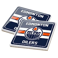 NHL 2 Pack Ceramic Coaster Set Stripe Oilers