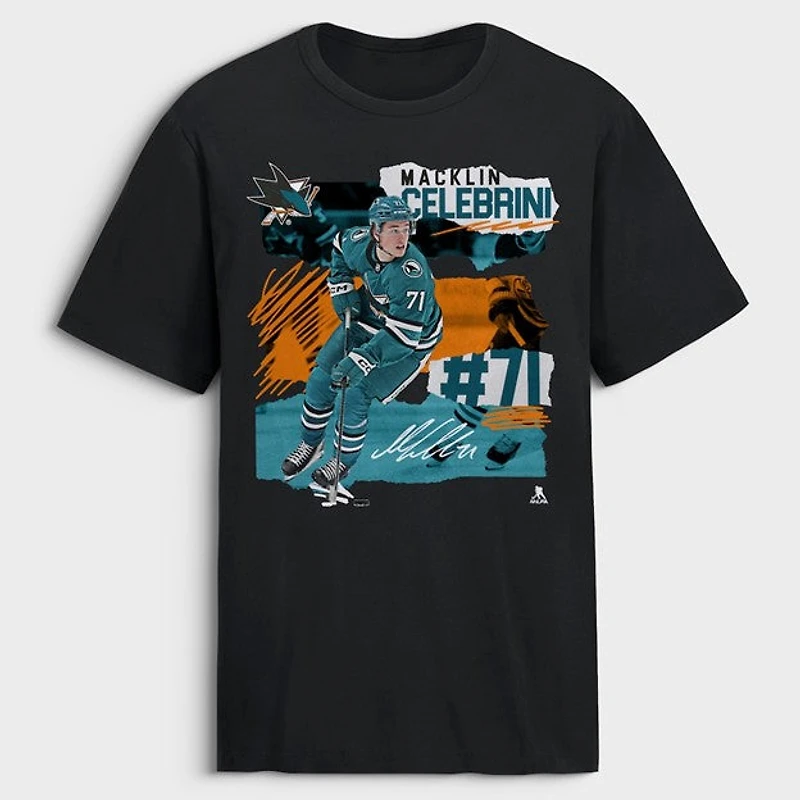 NHL Player Graphic T-Shirt Fresh Ice Macklin Celebrini Sharks