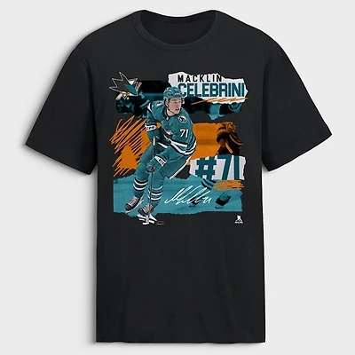 NHL Player Graphic T-Shirt Fresh Ice Macklin Celebrini Sharks