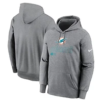 NFL Hoodie Heather Gray Pull Over Performance 2024 Dolphins