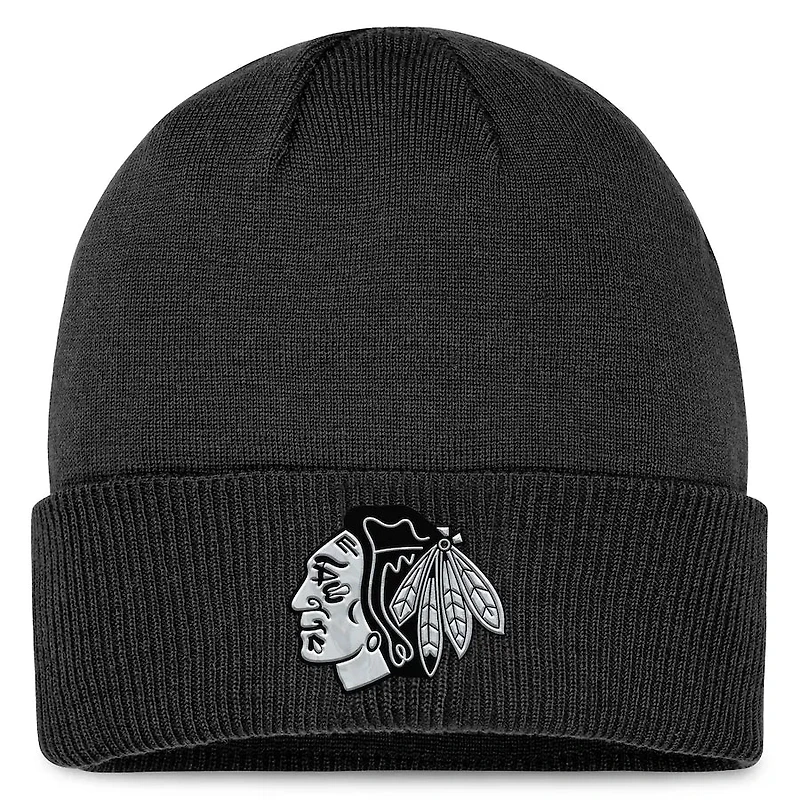 NHL Knit Hat Authentic Pro Road Cuffed Beanie 2023 Blackhawks
