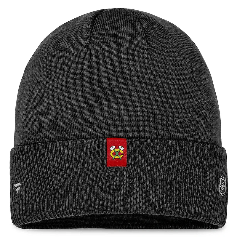 NHL Knit Hat Authentic Pro Road Cuffed Beanie 2023 Blackhawks