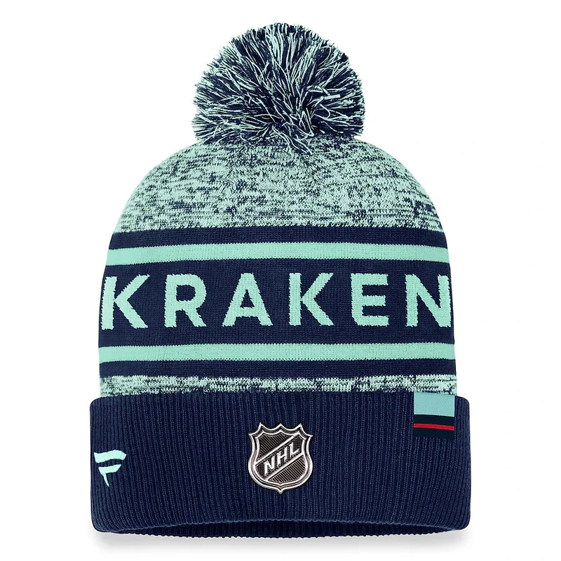 NHL Knit Hat Authentic Pro Rink Cuffed Heathered Cuff Pom 2023 Kraken