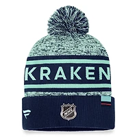 NHL Knit Hat Authentic Pro Rink Cuffed Heathered Cuff Pom 2023 Kraken