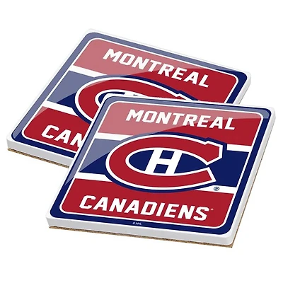 NHL 2 Pack Ceramic Coaster Set Stripe Canadiens