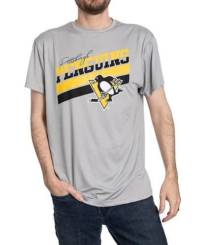 NHL T-Shirt Performance Rashguard Stripes Penguins