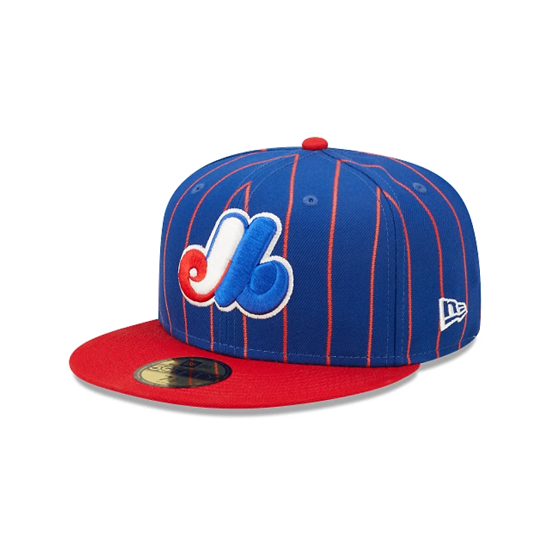 MLB Hat 5950 Cooperstown Birdcage Pinstripes Expos (Royal Blue & Red) (Copy)