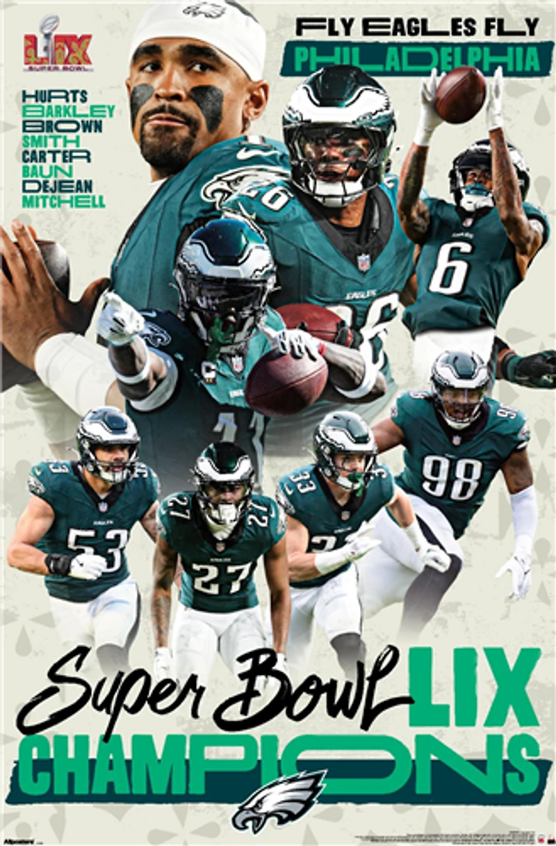 NFL Player Wall Poster Super Bowl LIX Champions Eagles
