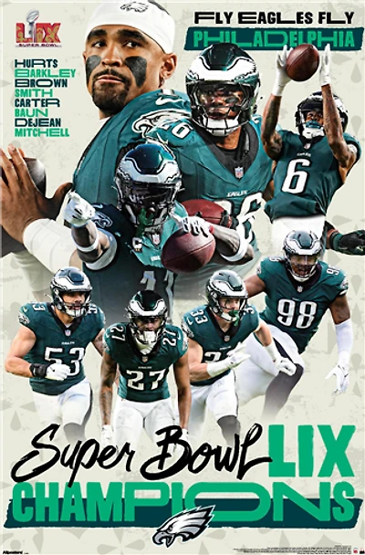 NFL Player Wall Poster Super Bowl LIX Champions Eagles