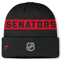 NHL Knit Hat Authentic Pro Cuffed Stripe Beanie Rink Road 2025 Senators