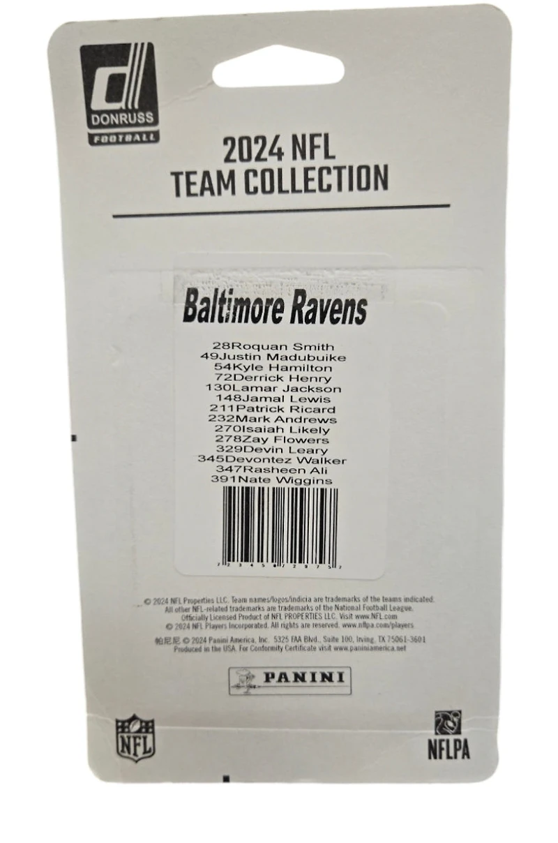 NFL 2024 Panini Trading Cards Donruss Team Set Ravens