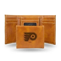 NHL Wallet Leather Laser Engraved Tri-Fold Flyers (Brown)