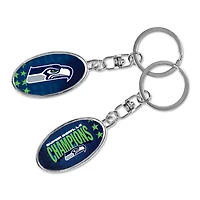 NFL Keychain Double Sided Logo & Super Bowl LX Champions Seahawks