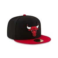 NBA Hat 5950 Basic Two Tone Bulls (Black and Red)