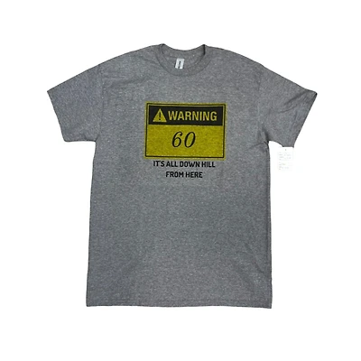 Age T-Shirt 60 Years Old Warning Sign (Grey)