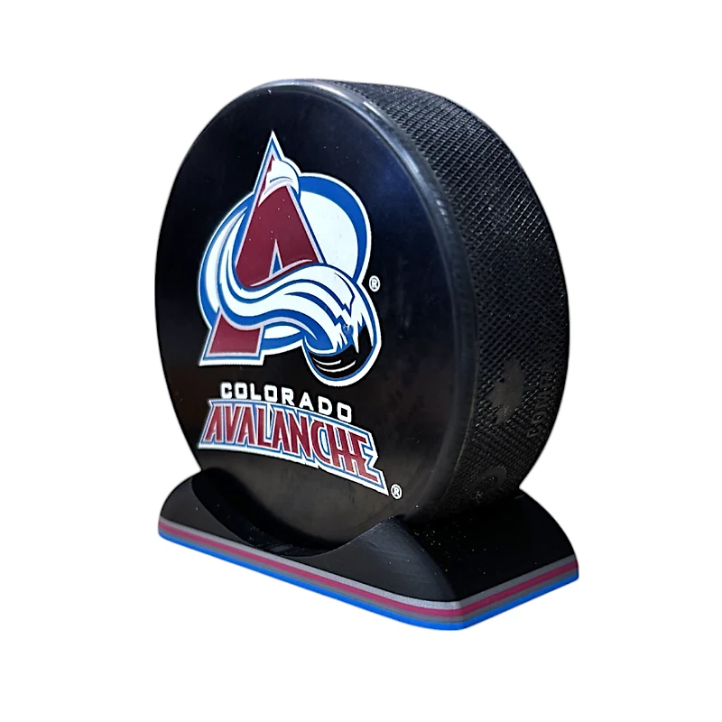 Puck Display Stand Silver, Magenta and Blue
