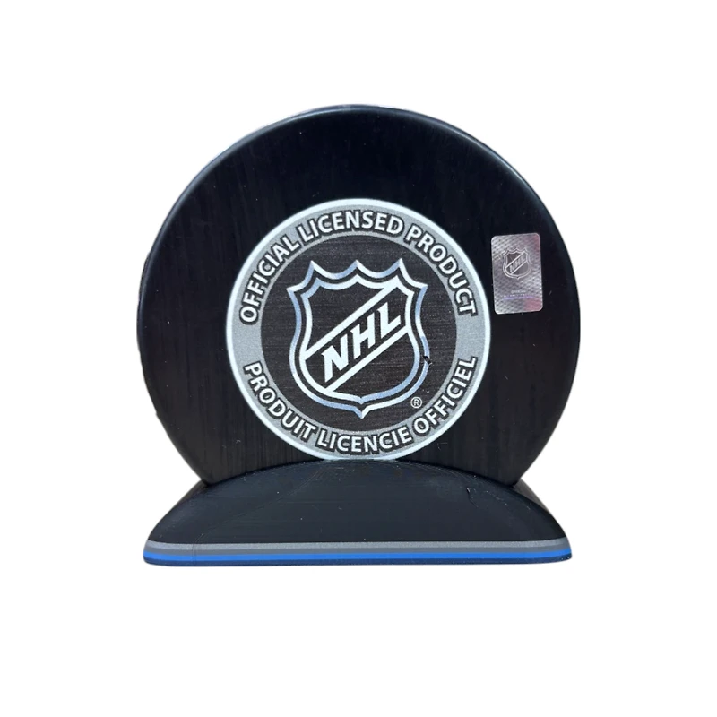 Puck Display Stand Silver, Grey & Blue