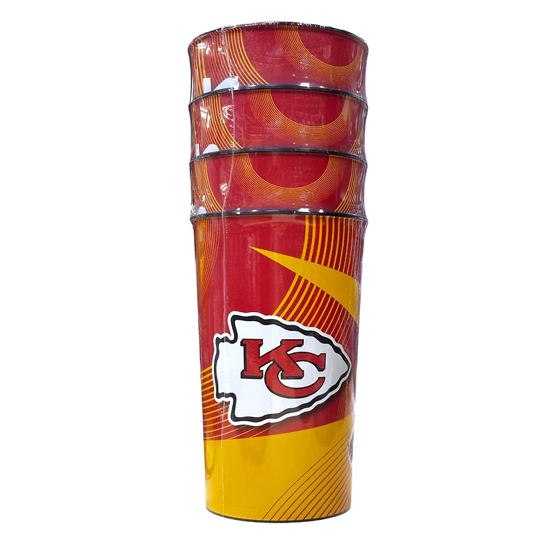 NFL Hardwall 22 Oz Plastic Tumbler Cup 4Pack Chiefs