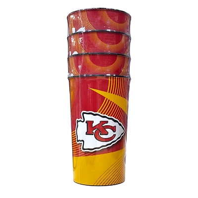 NFL Hardwall 22 Oz Plastic Tumbler Cup 4Pack Chiefs