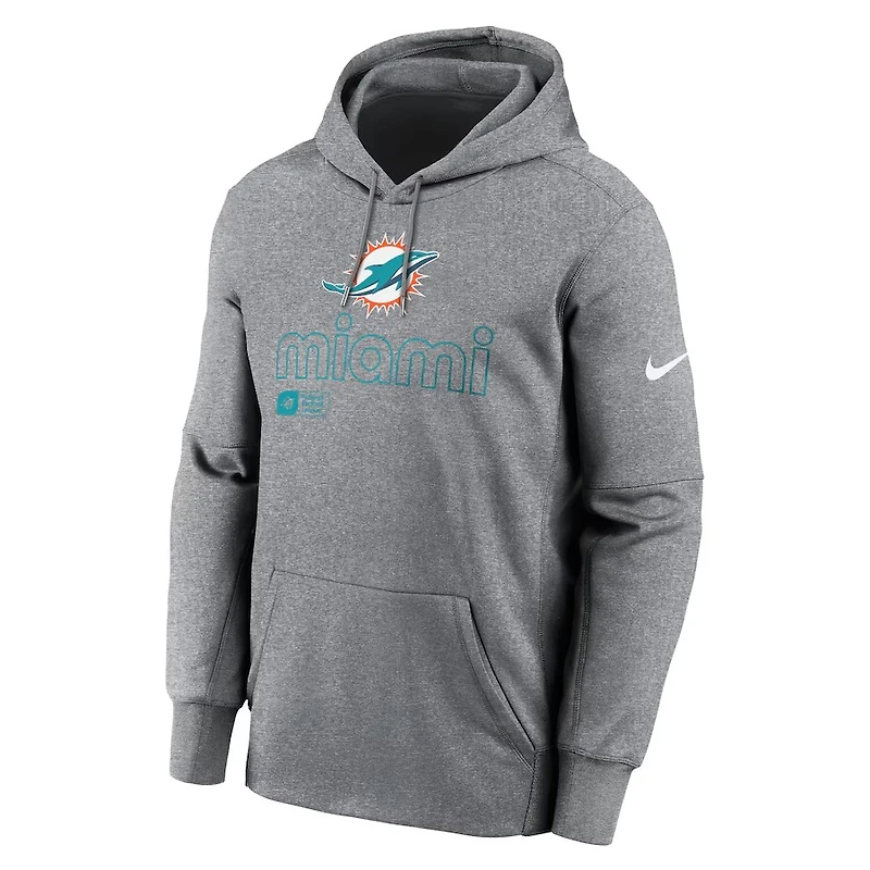 NFL Hoodie Heather Gray Pull Over Performance 2024 Dolphins