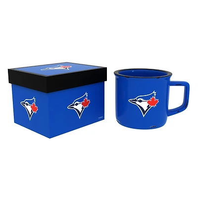 MLB Coffee Mug Camp Enamel Finish 14oz With Gift Box Blue Jays