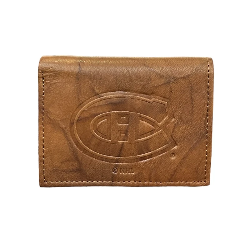 NHL Wallet Leather Embossed Tri-Fold Canadiens (Brown)