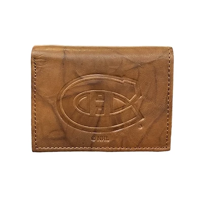 NHL Wallet Leather Embossed Tri-Fold Canadiens (Brown)