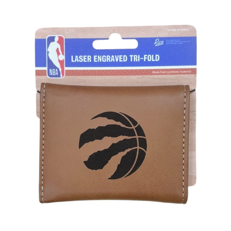 NBA Wallet Leather Laser Engraved Tri-Fold Raptors (Brown)