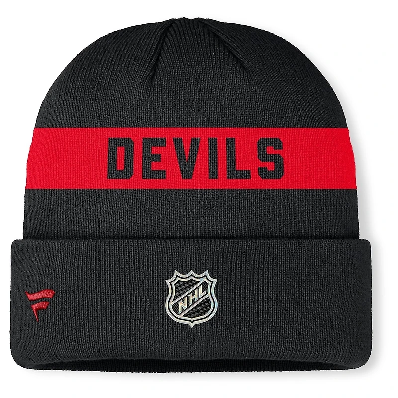 NHL Knit Hat Authentic Pro Cuffed Stripe Beanie Rink Road 2025 Devils