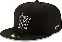 MLB Hat 5950 Basic Black and White Marlins