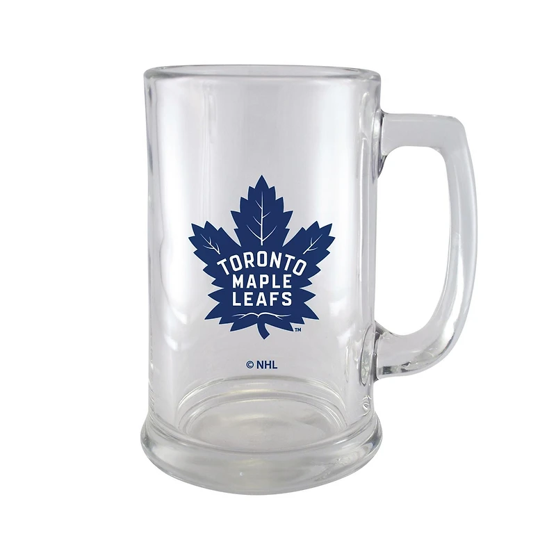 NHL Beer Mug 15 Oz Glass Sport w/Wordmark Maple Leafs